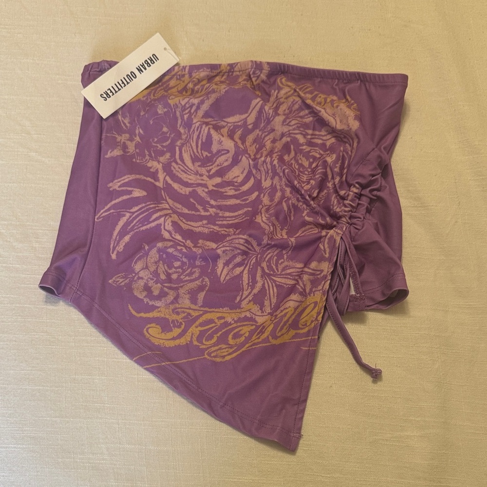 NWT Urban Outfitters Strapless Graphic Asymmetric Top
